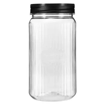 Банка пластик, 1.3 л, 9.5х9.5х19 см, с крышкой, с эмбоссингом, Бытпласт, Premium, 440200313, черная