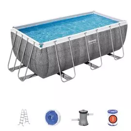 Бассейн каркасный Bestway, 412х201х122 см, Power Steel Rectangular, 56722BW, фильтр-насос, лестница, 8124 л, поплавок-дозатор