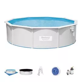 Бассейн каркасный Bestway, 460х120 см, Hydrium, 56384, фильтр-насос, лестница, подстилка, тент, 17430 л, дозатор