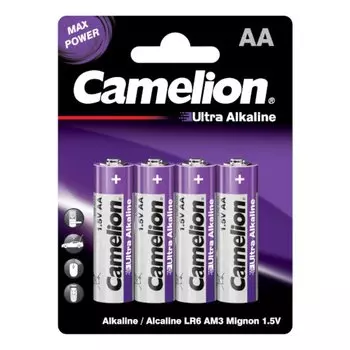 Батарейка Camelion, АА (LR6, 15A), Ultra Alkaline, щелочная, 1.5 В, блистер, 4 шт, 14854