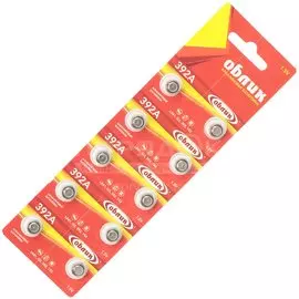 Батарейка Облик, LR41 (392A, G03), Alkaline, щелочная, 1.5 В, блистер, 10 шт