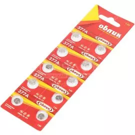 Батарейка Облик, LR626 (377, G4), Alkaline, щелочная, 1.5 В, блистер, 10 шт