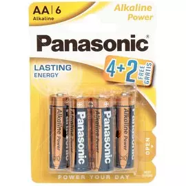 Батарейка Panasonic, АА (LR06, LR6), Alkaline Power, алкалиновая, 1.5 В, блистер, 6 шт