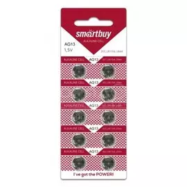 Батарейка Smartbuy, LR44 (357A, G13), Alkaline, щелочная, 1.5 В, блистер, 10 шт, SBBB-AG13-10B