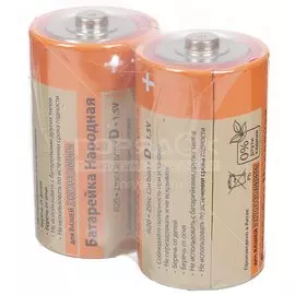 Батарейка TDM Electric, D (R20), Народная Zinc-carbon, солевая, 1.5 В, спайка, 2 шт, SQ1702-0022