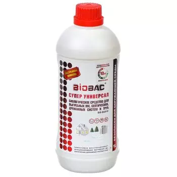 Биосостав для выгребных ям и септиков, Биобак, 1 л, дренажных систем и труб, BB-SU010