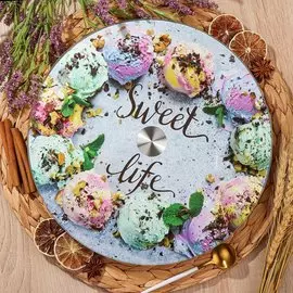 Блюдо стекло, для сервировки, круглое, 30 см, вращающееся, Sweet life, Daniks