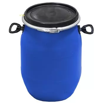 Бочка пластик, пищевая, 65 л, круглая, съемная крышка с металлическим хомутом, цветная, ЗТИ