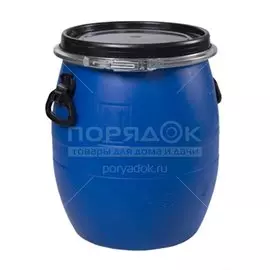 Бочка пластик, пищевая, 48 л, круглая, съемная крышка с металлическим хомутом, цветная, ЗТИ