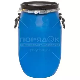 Бочка пластик, пищевая, 30 л, круглая, съемная крышка с металлическим хомутом, цветная, ЗТИ