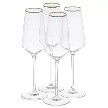 Бокал для шампанского, 230 мл, стекло, 4 шт, Cristal D'Arques, Ultime Bord Or, P7634
