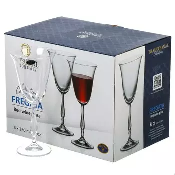 Бокал для вина, 250 мл, стекло, 6 шт, Fregata, 24 744