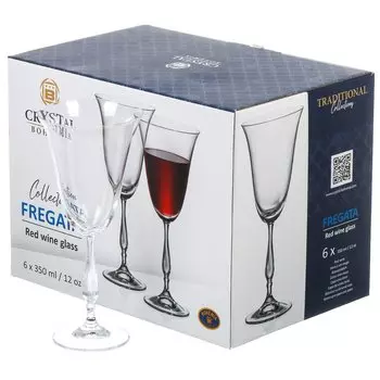 Бокал для вина, 350 мл, стекло, 6 шт, Bohemia, Fregata, 24 745