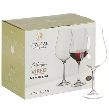 Бокал для вина, 650 мл, стекло, 6 шт, Bohemia, Vireo, 91L/1SJ38/0/00000/650-664
