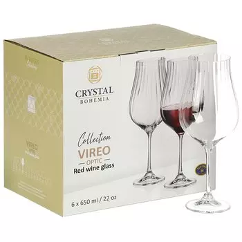 Бокал для вина, 650 мл, стекло, 6 шт, Bohemia, Vireo optic, 91L/1SJ95/0/00000/650-664
