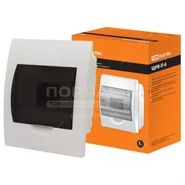 Бокс настенного монтажа встраиваемый, навесной, ЩРВ-П, пластик, TDM Electric, 6 модулей, IP41, SQ0902-0002