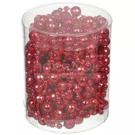 Бусы новогодние пластик, 0.8х500 см, круглые, красные, Merry christmas, SY16-89