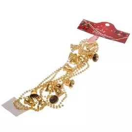 Бусы новогодние пластик, 200 см, круглые, золотые, Merry christmas, SY16-78G