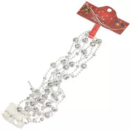 Бусы новогодние пластик, 1.4х200 см, круглые, серебряные, Merry christmas, SY18ZL-20 S