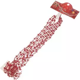 Бусы новогодние пластик, 0.8х270 см, круглые, красные, Merry christmas, SY18ZL-25 R