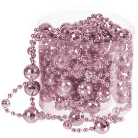 Бусы новогодние пластик, 1.4х500 см, круглые, розовое золото, SY18RP-86 RP