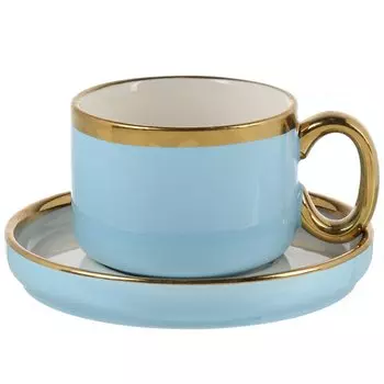 Чайная пара фарфор, 2 предмета, на 1 персону, 200 мл, Nouvelle Home, Royal line, 1731024, blue-grey