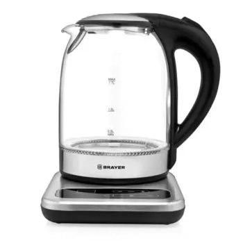Чайник электрический BRAYER, 1003BR, 1.7 л, 2200 Вт, скрытый нагревательный элемент, стекло
