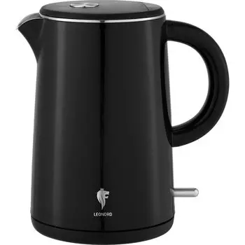 Чайник электрический Leonord, LE-1517, черный, 1.5 л, 2200 Вт, скрытый нагревательный элемент, нержавеющая сталь, пластик