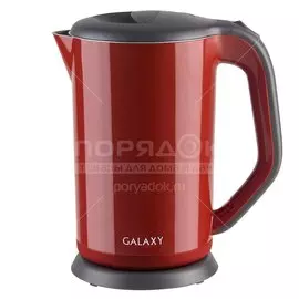 Чайник электрический Galaxy, GL 0318, красный, 1.7 л, 2000 Вт, скрытый нагревательный элемент, металл