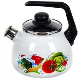 Чайник эмалированный СтальЭмаль Овощной фреш 4с209я со свистком, 3 л