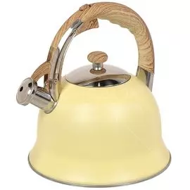 Чайник нержавеющая сталь, 3 л, со свистком, ручка бакелитовая, Daniks, желтый, MSY-331C