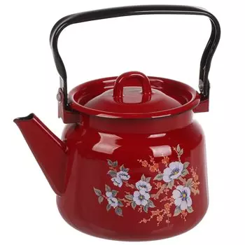 Чайник сталь, эмалированное покрытие, 2.3 л, черный рябчик, ручка металлическая, Сибирские товары, вишневый, С2714.ЯР