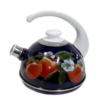 Чайник сталь, эмалированное покрытие, 2.5 л, со свистком, ручка консольная, Рубин, синий, T04/25/05/31/H03