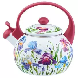 Чайник сталь, эмалированное покрытие, 2 л, со свистком, Appetite, Ирисы, FT7-IR