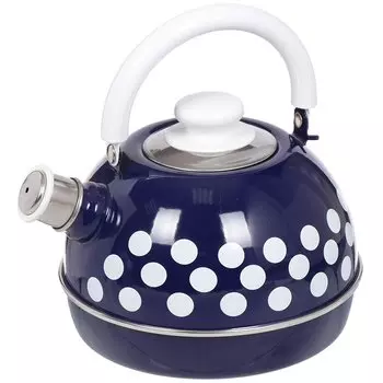 Чайник сталь, эмалированное покрытие, 3.5 л, со свистком, подвижная ручка, Рубин, синий, TMM04/35/05/01/13/27