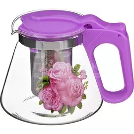 Чайник заварочный стекло,пластик, 0.7 л, с ситечком, Agness, 885-052