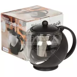 Чайник заварочный стекло, пластик, 1.25 л, с ситечком, SS304, черный