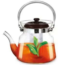Чайник заварочный стекло, нержавеющая сталь, 1.4 л, с ситечком, Lara, LR06-13