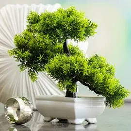 Цветок искусственный декоративный Бонсай, в кашпо, 19 см, Y4-3026