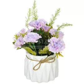 Цветок искусственный декоративный Композиция сиреневых цветов, в кашпо, 18 см, Y6-2059