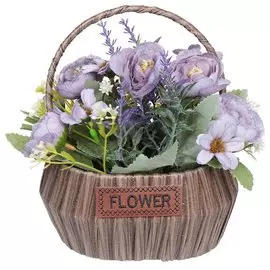 Цветок искусственный декоративный Композиция, в корзинке, 19 см, Y4-3014