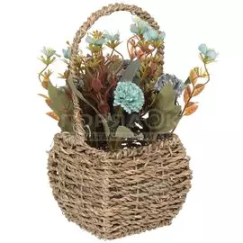 Цветок искусственный декоративный Композиция, в корзинке, 21 см, голубой, Y6-2043