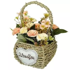 Цветок искусственный декоративный Композиция, в корзинке, 21 см, Y6-2044