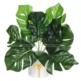 Цветок искусственный декоративный Монстера, в кашпо, 23х8 см, Y4-3497
