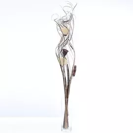 Цветок искусственный декоративный Тинги Композиция Завитки белый и коричневый