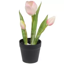 Цветок искусственный декоративный Тюльпан, в кашпо, 24 см, Y4-3154