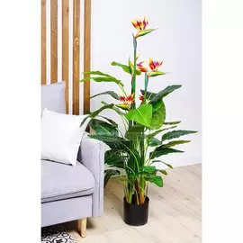 Дерево искусственное декоративное в кашпо с красным цветком, 150 см, Y4-3386