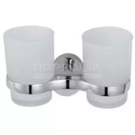 Стакан для зубных щеток, двойной, стекло/металл, хром, Frap, F1608