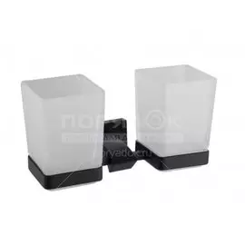 Стакан для зубных щеток, двойной, стекло, черный, Gappo, G0708-6