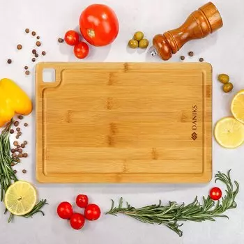 Доска разделочная бамбук, 33х22х1.5 см, бежевая, прямоугольная, Daniks, CB35433B